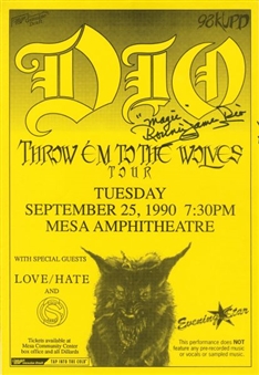 Ronnie James Dio Signed 1990 Tour Poster